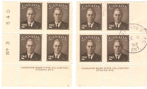 Canada #285 Plate 2 LR & 3 LL, 2¢ Sepia, 1949 King George VI Postes-Postage, LH - Picture 1 of 2