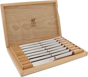 ZWILLING Stainless Steel Steak Knife Set with Wood Presentation Case, NEW IN BOX - Picture 1 of 7
