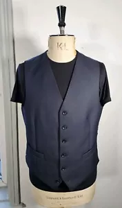 Ede & Ravenscroft Suit Waistcoat Navy Blue Pure Wool UK 40R Savile Row - Picture 1 of 14