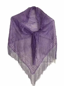 Schal Boho wunderschön lila Spitze Fransen leicht Frühling Sommer Neu ohne Etikett - Bild 1 von 5