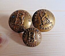 3 x WARWICKSHIRE TERRITORIAL FORCE CADETS BUTTONS 1908-1939