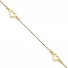 14K Adjustable Fancy Heart 9in Plus 1in Ext. Anklet - Picture 1 of 2