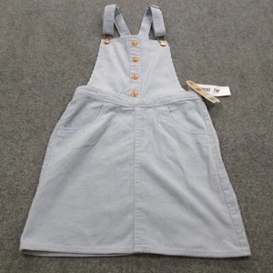 Levi's Jumper Girls Large Blue Corduroy Button-Front Adjustable Straps Skirtall - Picture 1 of 16