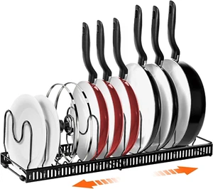 Expandable Pot and Pan Organizers Rack, 10+ Pans and Pots Lid Organizer Rack Hol - Picture 1 of 12