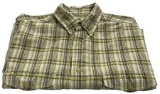 Woolrich Mens Short Sleeve Plaid Shirt Size M Outdoor Wear Green/Grey/White