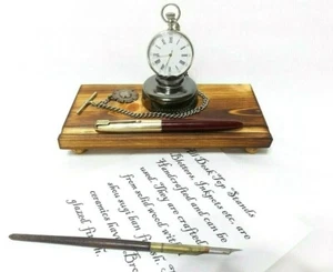 Single Pocket watch stand & pen rest, holder desk top display wood & Ceramic - Picture 1 of 8