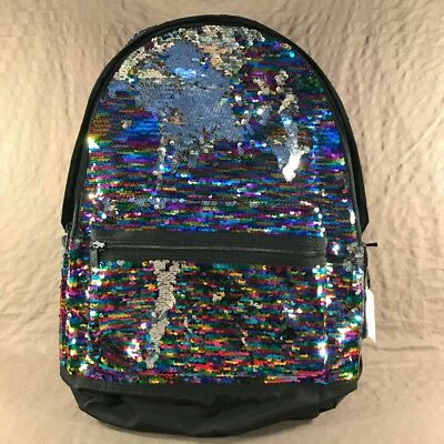 Victoria's Secret Pink Bling Campus Backpack Rainbow Sequins Bookbag School NWT! - Image 1 of 4