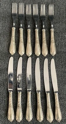 Antiguo Solingen Alemán 800 Plata Cubiertos Flores Cuchillos Tenedores Lote de 12  Foto 1 de 4