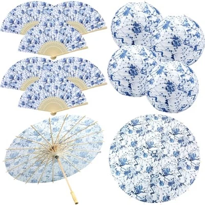 Juego de 12 piezas de decoración Chinoiserie - Incluye 4 papeles azules y blancos de Navidad  Foto 1 de 4