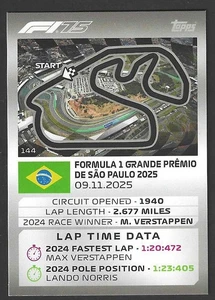 2025 Topps Turbo Attax #144 Autódromo José Carlos Pace Track Profiles - Picture 1 of 3