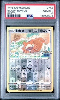 PSA 10 - 2022 Pokémon Go Bidoof 059/078 Reverse Foil (Ditto) Pop 75 Unpeeled - Image 1 of 3