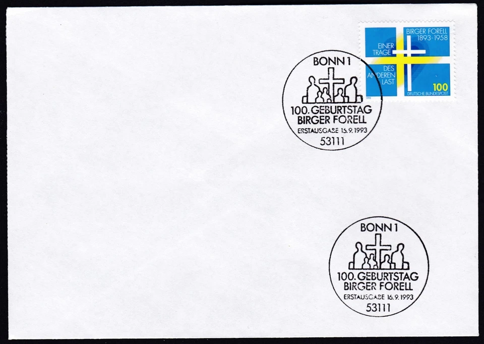 Germany 1993 FDC Mi 1693 Sn 1812 Swedish flag, Heart and Cross - Image 1 of 1