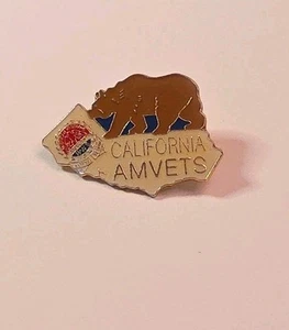Amvets California Lapel Pin Gold Tone Military Veteran USA WWII, Korea, Vietnam  - Picture 1 of 3