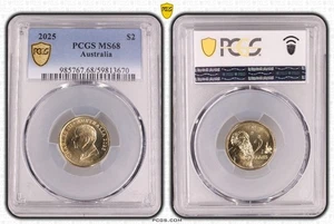 Moneda de 2 dólares Australia 2025 HM KCIII GRADUACIÓN PROFESIONAL MS68 #3670 - Imagen 1 de 1