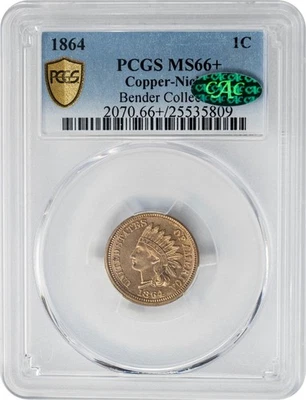 1864 Indian Head Cent 1c Copper Nickel MS66+ PCGS Secure ~ CAC 949842-2 - Image 1 of 4