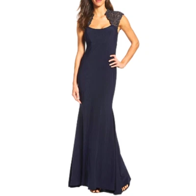 Maxi Vestido Formal Xscape Azul Marino Dorado Encaje Sirena Para Mujer’s 8 Elegante Noche Foto 1 de 4