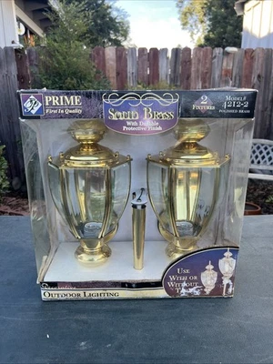 Vintage 1998 Prime Solid Brass Outdoor Lighting 2 Fixture Pack #4212-2 DMG BOX - Image 1 of 4