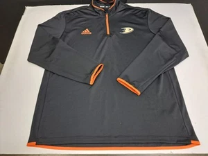 NWOT Adidas Mens Anaheim Ducks Long Sleeve 1/4 Zip Pullover Size XL #7413 - Picture 1 of 11