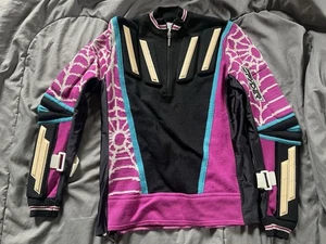 VTG Wool Spyder Padded US Ski Team Sweater Sweatshirt Purple Orange Green Web XS - Picture 1 of 10