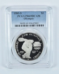 1983-S Olympic Discus Commemorative Dollar PR69 DCAM PCGS Blue Label *6116 - Picture 1 of 5