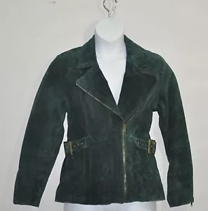 Linea by Louis Dell'Olio Asymmetrical Zip Front Suede Jacket Size XS Green - Picture 1 of 2