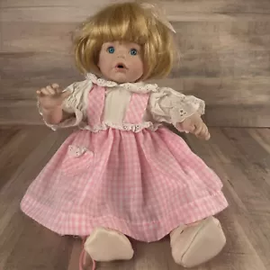 Vintage Porcelain Doll Girl Blue Eyes Blonde Hair Limited Edition - Picture 1 of 5