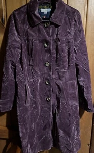Boden Velvet Jacket Trench Coat Size No Tag Pocket Purple Excellent - Picture 1 of 7