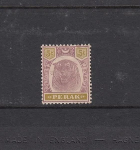 MALAYAN STATES, PERAK: 1895-99 Tigers 5¢ SG 70 £13, MVLH. - Picture 1 of 2