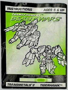 TIGERHAWK Transmetals 2 Manual de instrucciones 1999 TRANSFORMERS Beast Wars Hasbro - Imagen 1 de 4