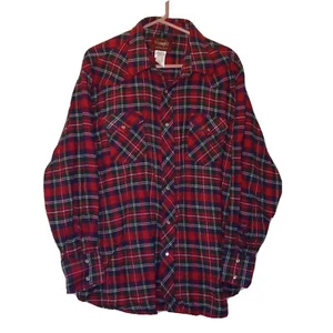 Wrangler Pearl Snap Cowboy Ranch Shirt Western 2XL Big Man Red Plaid - Picture 1 of 7