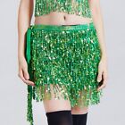 Girl Sequin Dance Dress Belly Dancer Jazz Costume Tassel Wrap Skirt Mini Skirt