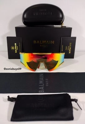 Gafas de sol unisex Balmain Fleche Titanium Shield, dorado-rojo espejado Foto 1 de 4
