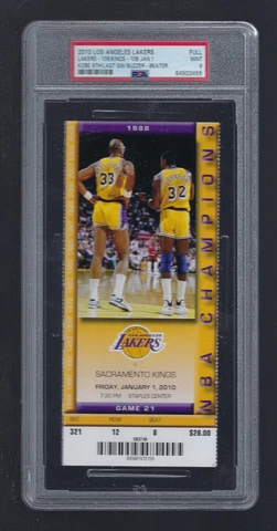 PSA 9 - KOBE BRYANT FINAL BUZZER BEATER 2010 NBA KINGS @ LAKERS FULL TICKET Cover