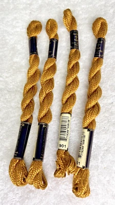 4 MINT Anchor Perle Pearl Cotton #901 Golden Brn Embroidery Floss Vintage Skein - Image 1 of 3