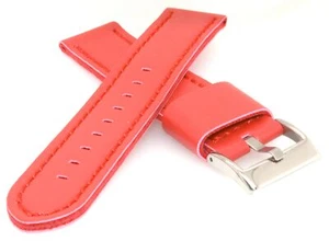 Cinturino orologio microfibra/pelle con leggera imbottitura, cucitura rosso 24 mm - Foto 1 di 3
