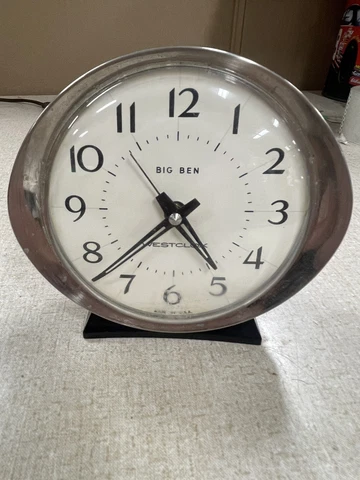 Vintage Chrome Westclox BIG BEN Wind Up Alarm Clock USA Retro Atomic WORKS BH Cover