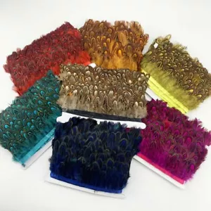 11 Color 10 Meter Natural Dyed Pheasant Feather Trim 2inch in DIY Decoration - Picture 1 of 23