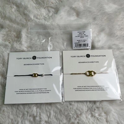 FUNDACIÓN TORY BURCH - Brazalete Abraza Ambición - Lote de 2 - Azul Marino y Dorado - Totalmente Nuevo Foto 1 de 4