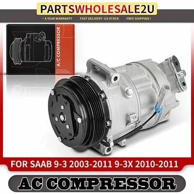 Compresor de aire acondicionado con polea de 5 ranuras para Saab 9-3X 2010-2011 9-3 03-11 L4 2,0 L Foto 1 de 4