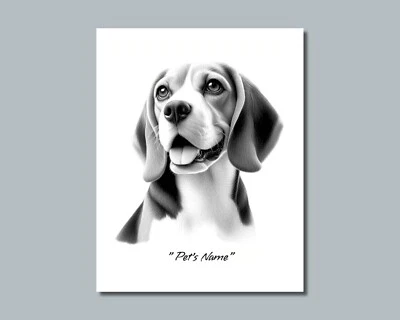 Personalized BEAGLE Pet Print Photo YOUR DOG NAME Picture - 8x10 or 11x14 (P7) - Image 1 of 4