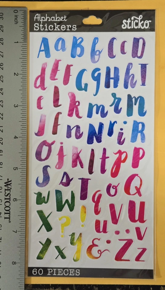Alphabet (Numbers & Letters) Stickers/  Multi-Color/60 pieces  - Image 1 of 1