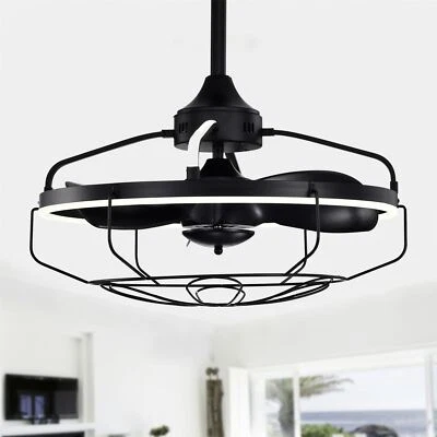 Dhooma 25 Inch Black Finished Modern LED Ceiling Fandelier with Remote - Image 1 of 4
