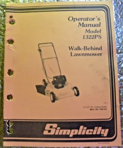 1986 Simplicity  Operator's  Manual Model 1322PS Walk Behind Lawnmower - Picture 1 of 3