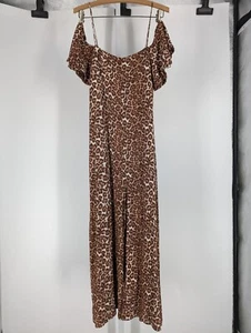 Zimmermann Alchemy Flounce Leopard  Jumpsuit Dress Rayon Size 3 Tropical Belted - Picture 1 of 7
