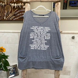 Allegra K Gray Sleeveless Tunic V Neck T Shirt for Gardeners 2 Pockets EUC Med - Picture 1 of 6