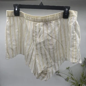 Victoria’s Secret gold stripes scallop hem banded waist loungewear shorts size L - Picture 1 of 5