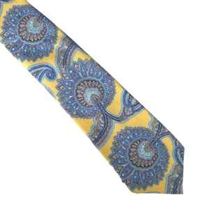 Daniel Cremieux Silk Yellow Blue Floral Pattern Neck Tie Necktie 60" L 3.25" - Picture 1 of 5