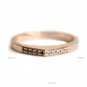 Natural Black & White Diamonds Unique Design Band In 14k Yellow Gold Jewelry US7 - Picture 1 of 3