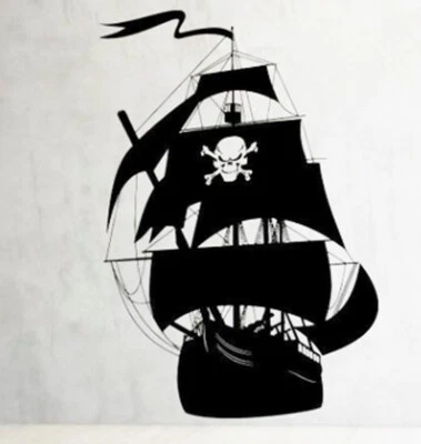 Decal Pirate Ship Sea Ocean  Wall Decals Removable Wall Sticker Peel -Stick BUCS - Image 1 of 4