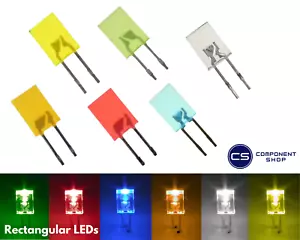 2x5mm Rectangular Standard Bright LEDs - Red/Blue/Orange/Green/Yellow/White - Picture 1 of 9